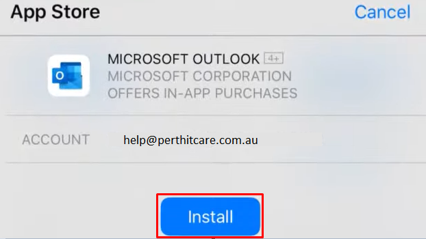 Apple iPhone App store install Microsoft Outlook 365