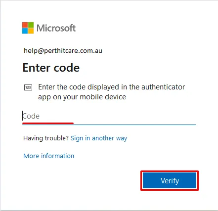 Android Microsoft Outlook 365 verification